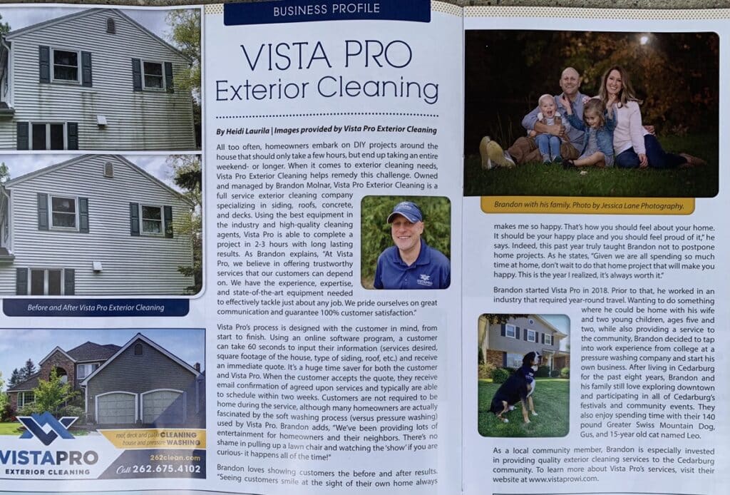 Cedarburg Bridge article featuring Vista Pro Exterior Cleaning.